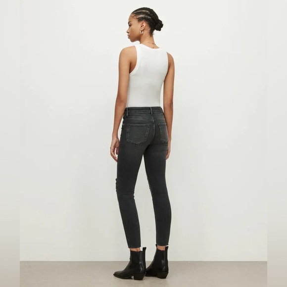 All Saints Dax High-Rise Skinny Jeans in Washed Black - Picture 3 of 8